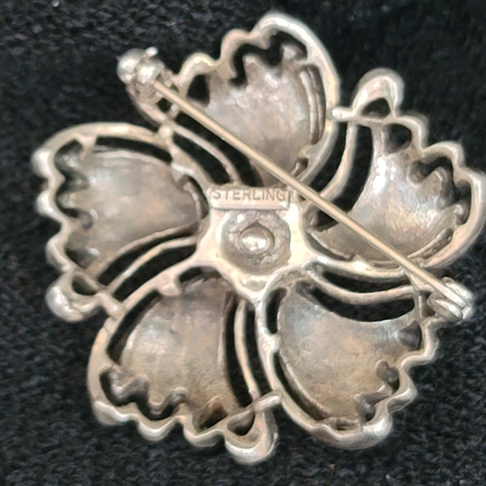 Stunning Antique Solid Sterling Silver Brooch Pin - image 5